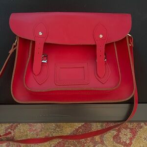 Red Cambridge Style leather Satchel